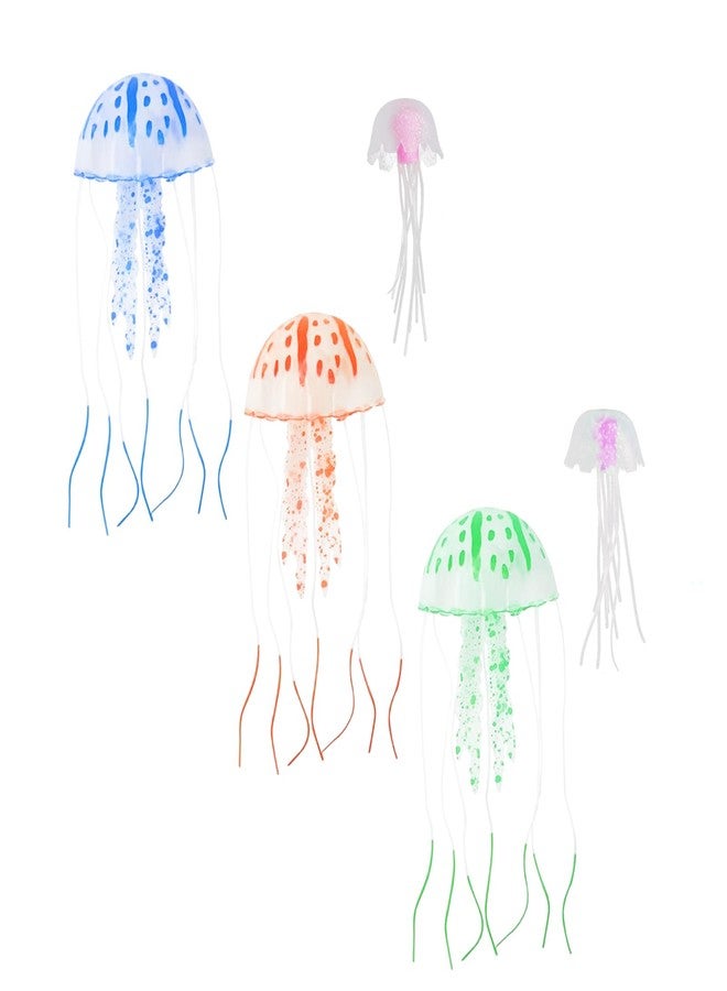 DJDIRY 5 PCS Aquarium Ornaments Soft Silicone Mini Jellyfish Decorations, Floating Artificial Realistic Jellyfish Marine Animal for Large/Small Fish Tank DIY - Image 1